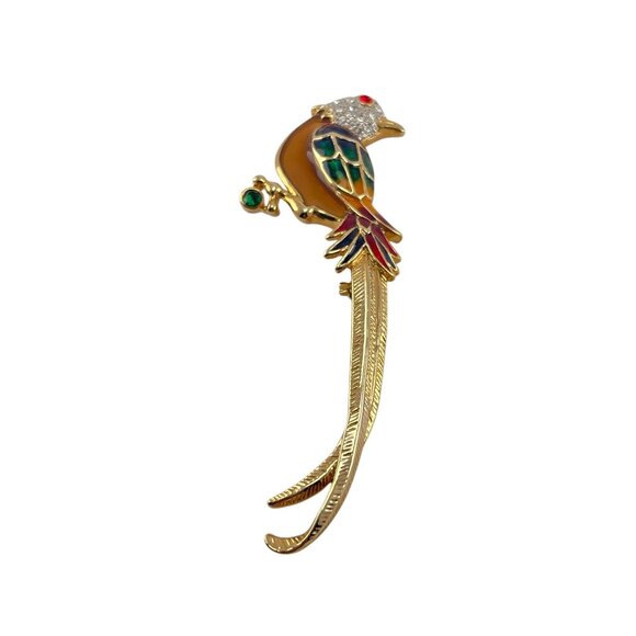 Premier Design Plique A Jour Enamel Rhinestone Parrot Pin Brooch - Picture 8 of 10